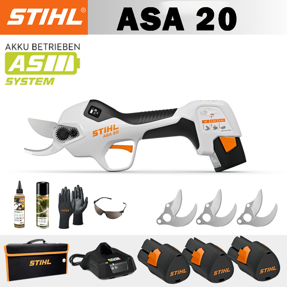 【STIHL】 ASA20*1, ličio baterija*3, laikymo dėžutė*1, pjovimo galvutė*3, įkroviklis*1